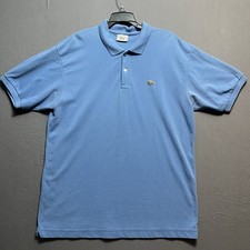Lacoste Polo Shirt Men 8 Blue 100 Cotton Knit Short Sleeve Croc Logo