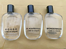 3x EMPTY COMME des GARCONS Perfume Bottles 9ml ROUGE BLACKPEPPER WONDERWOOD Set