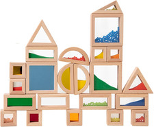 23PCS Sensory Blocks for Toddlers 1-3  Kids 4-8 - Large Montessori Wooden Build