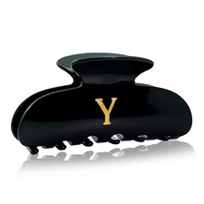 Acrylic Letter Hair Clips for Women - Black Monogram Hair Claw Alphabet Black-Y