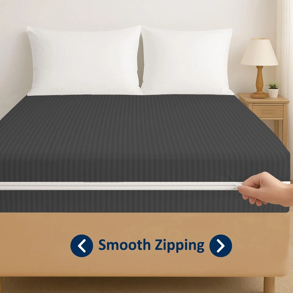 Luxury Zipped Mattress Protector Anti Bed Bug Full Encasement Single Double King - Image 3 of 4
