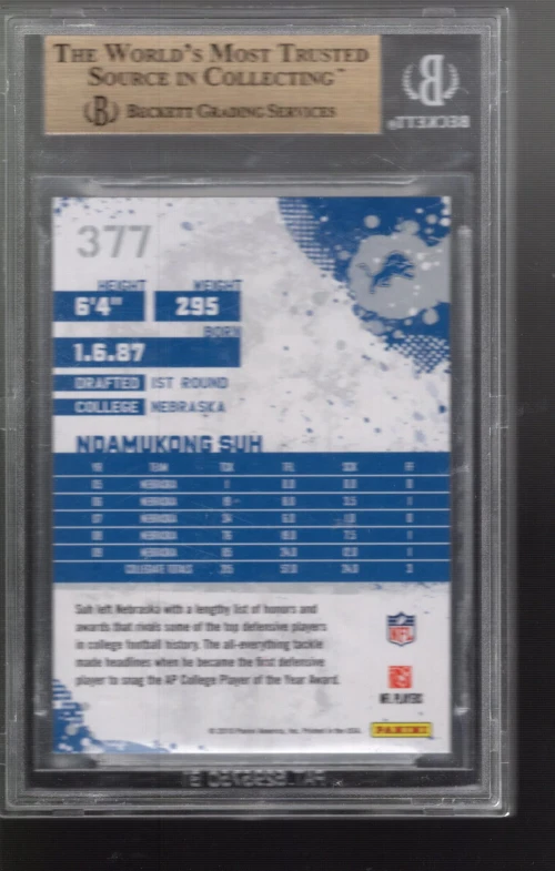 SLA44- 2010 Score #377 Ndamukong Suh RC - BVG GemMt (9.5) - Image 2 of 2