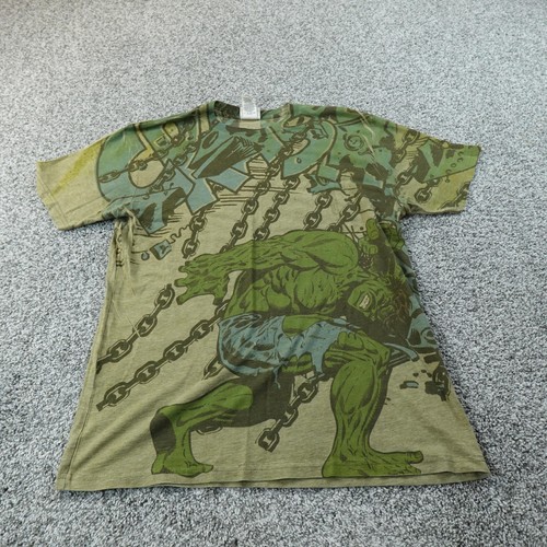 VTG Hulk Shirt Mens L Green Marvel Comics Graphic Tee T-Shirt Superhero AOP Y2K