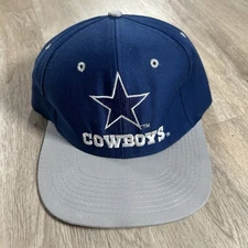 VTG Dallas Cowboys Snapback Hat Cap NFL Football Logo Blue Gray Adjustable