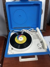 DeJay Blue Portable Vintage Suitcase Record Player Turntable 33/45 RPM