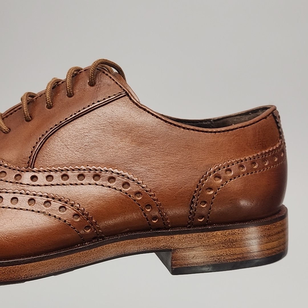 SAOLA Scarpa elegante Cole Haan Oxford Grand Os pelle marrone brogue punta alare taglia 8 derby