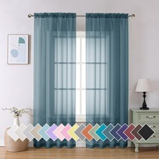 Aiyufeng Dusty Blue Sheer Curtains 84 40"W x 84"L Pack of 2 ,