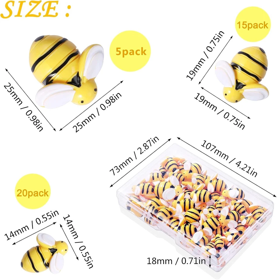 MIKIMIQI 40 Piezas Pequeña Resina Abejas Decoración Abejorro Adorno Abejas... Foto 2 de 4