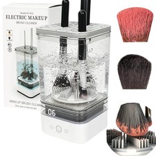 Automatic Electric Makeup Brush Cleaner with Deep-Cleaning Silicone L, White