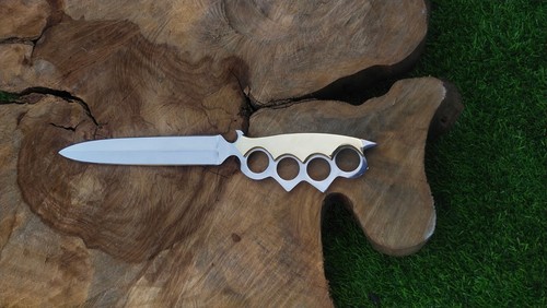 Coltello pugnale lama acciaio al carbonio 13" fatto a mano con lama doppio bordo coltello da caccia - Foto 2 di 9