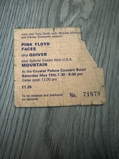 Pink Floyd The Faces Original concert ticket 1971 Crystal Palace Bowl