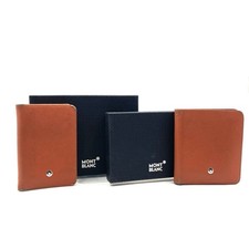 MONTBLANC Compact Wallet and Card Case Set Leather Orange Brown Star Logo Box