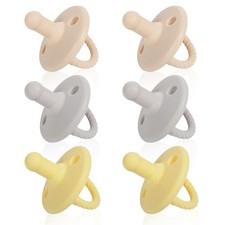 Sweet Child Pacifiers 0-18 Months, 6 Count Pack of 1 , Yellow/ Grey/ Beige