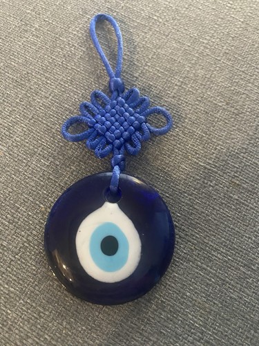 Evil Eye with Lucky Knot Hanging Talisman Blue Glass Ornament