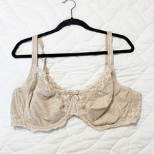 Chantelle Beige Balconette Bra 44DD Lace Underwire Adjustable Straps