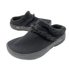 OOFOS OOcoozie WOMEN US 7 / EU 39 Recovery Slippers Black Fleece Comfort Slip On