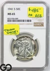 1941-S Walking Liberty Half Dollar, NGC MS-65 ** Hard To Find This Nice!