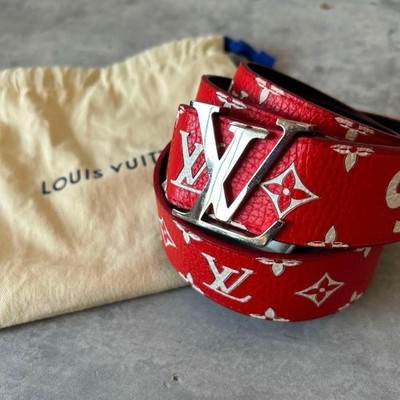 ルイヴィトン×シュプリーム ベルト レザー レッド 正規品⭐️ Louis Vuitton x Supreme belt, red leather, authentic designer