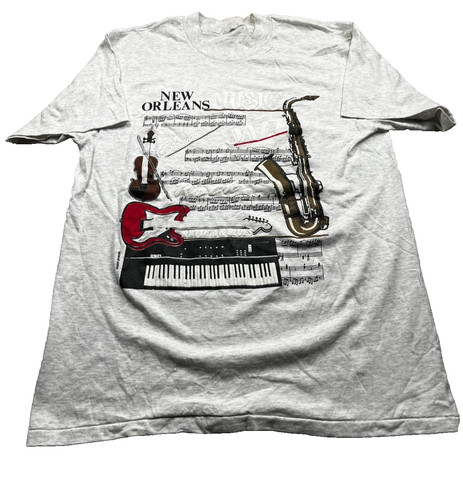 Vintage New Orleans Jazz Music Tee Shirt Size Large