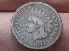 1874 Indian Head One Cent Penny- VG/Fine Details