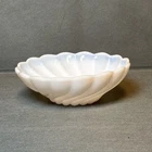 Vintage Milk Glass Bowl Hazel Atlas Alpine White Swirl Serving 1950s Opaque