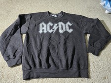 AC/DC Sweatshirt Crewneck Gray Silver Glitter Highway To Hell 1979 Sz M Unisex