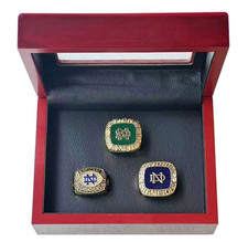 3PCS Notre Dame Fighting Irish Ring set W Wooden Box /1973 1977 1988