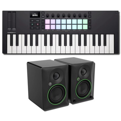 Novation Launchkey Mini 37 MK4 37-Key MIDI Controller w/ Mackie CR4.5 Monitors