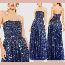NWT Mac Duggal [ 14 ] 93915 Strapless Hand Embellished Beaded A Line Gown S2153
