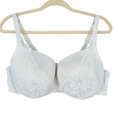 Cacique White Smooth Balconette Bra Lace Trim Full Figure Size 40D