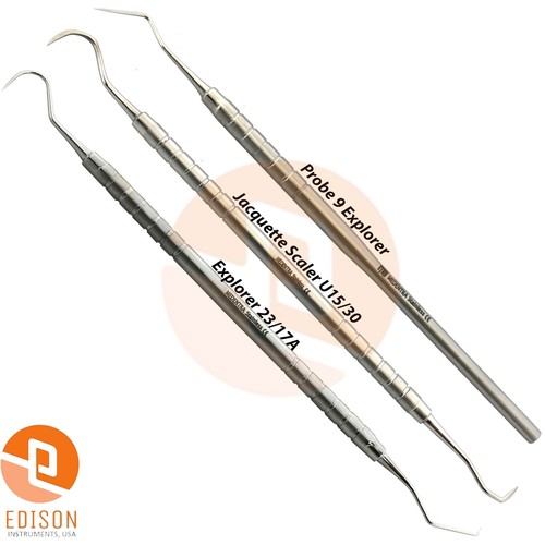 3-teiliges Dentalhygiene-Set Zahnsteinentferner Zahnsteinschaber Jaquette Scaler Explorer - Bild 5 von 5