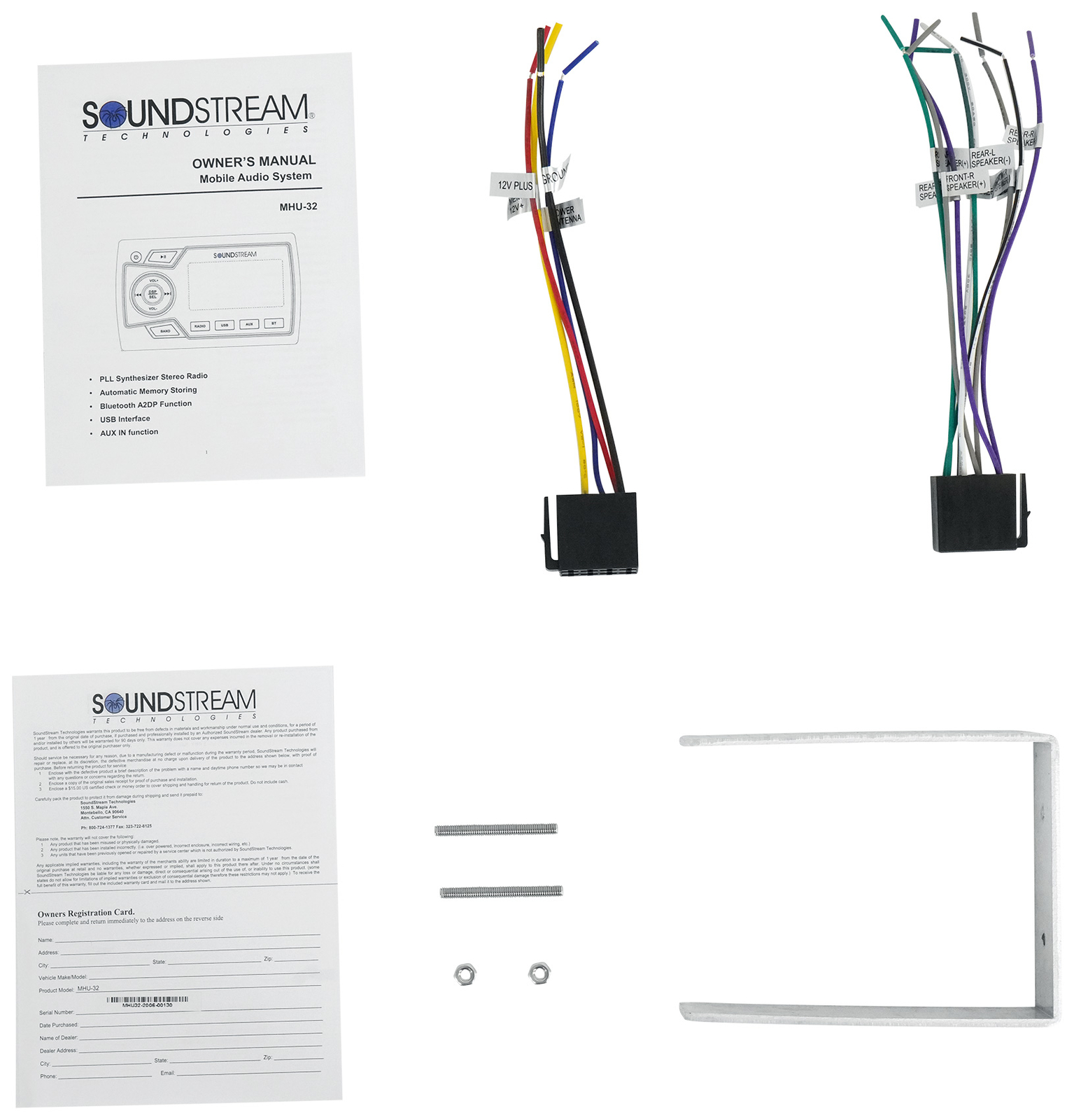 Bluetooth-приемник Soundstream MHU-32 для морской лодки ATVUTV4 Белые 65-дюймовые динамики