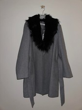 Naf Naf Fur Collar Coat Color Gray/ 44 Brand Size (42 Eu, 14 Uk)/ Rrp €169.99