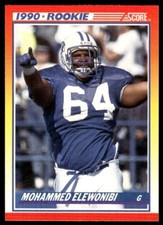 1990 SCORE NFL FOOTBALL ROOKIE Card #303 - MOHAMMED ELEWONIBI, BYU Cougars ??. rookie card picture