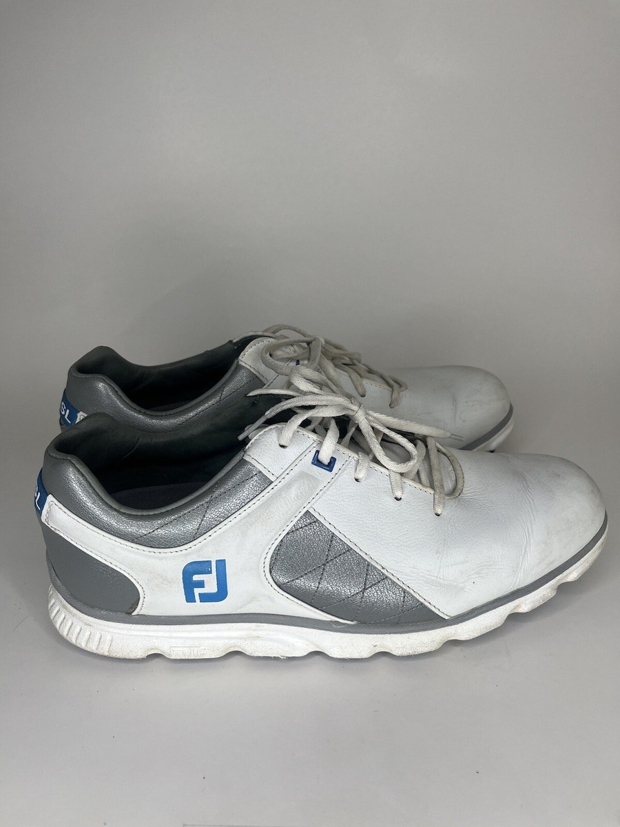 FootJoy Men’s Pro SL Golf Shoes Size 9.5M White Leather Lace Up Golfing Footjoy Traditions White Leather Soft Spike Golf Shoes 57903  main image 2
