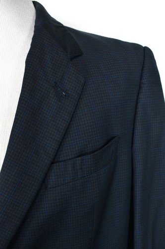 Burberry London Mens Wool Blazer Jacket Sport Coat 42R Navy Blue Plaid Check - Picture 8 of 12