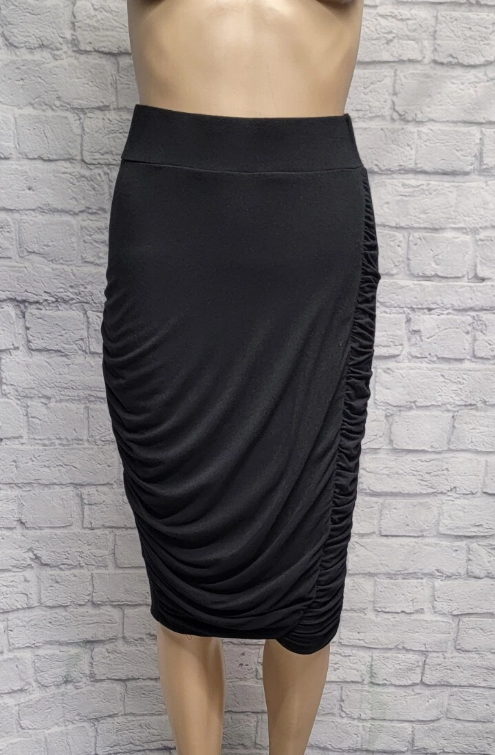 Knee length black clearance skirt elastic waist