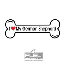 I Love My German Shepherd - Dog Bone Premium Decal - 6" - Car, Truck, SUV, Home