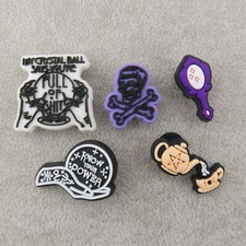 MAGICAL Shoe Charms Wristband Crystal Ball Skull Crossbones Witch Tea Set of 5