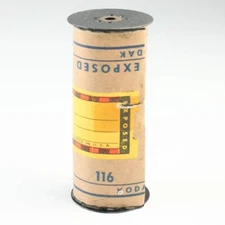 EMPTY Kodak Metal 116 Roll Film Spool w/ Backing Paper For Respooling/Re-Rolling