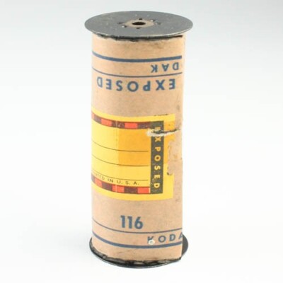 EMPTY Kodak Metal 116 Roll Film Spool w/ Backing Paper For Respooling/Re-Rolling