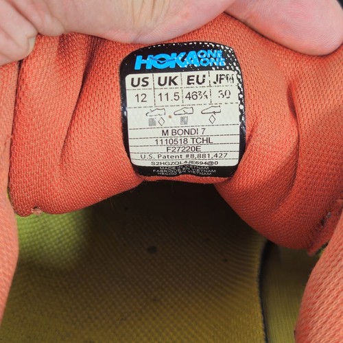 Hoka One One Bondi 7 Mens Sz 12 Blue Cushioned Running Sneakers Comfort Neutral - Picture 22 of 22