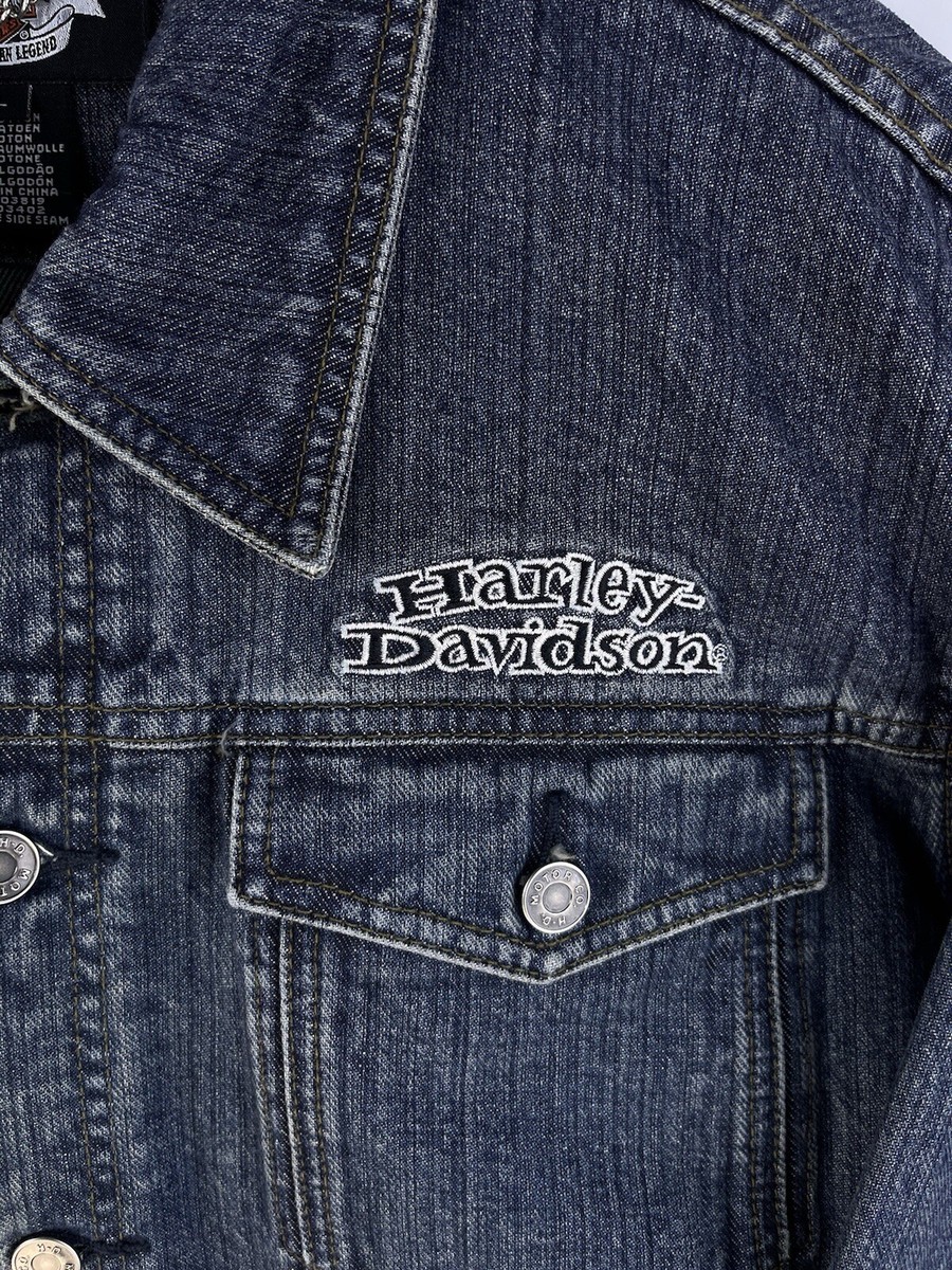 HARLEY-DAVIDSON デニム／トラッカージャケット Mサイズ チゼル・デニム・トラッカー・ライディングジャケット -ハーレー