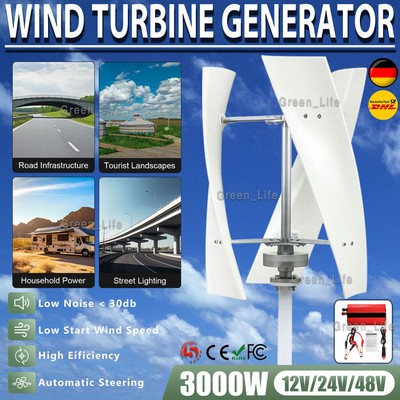 3000W Windgenerator Windenergie Windrad Power Inverter Laderegler 12V 24V 48V