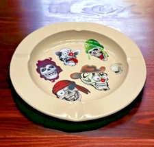 ash Tray Printed Plate Game Table Crazy Skulls Design Side Table Ash metal Tray