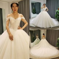 Boho A-Line Wedding Dresses Off Shoulder Sleeveless Lace Applique Bridal Gowns