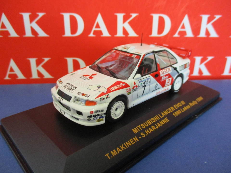 Die cast 1/43 Modellino Auto Mitsubishi Lancer EVO III 1000 Lakes 1996 T.Makinen - Immagine 2 di 4