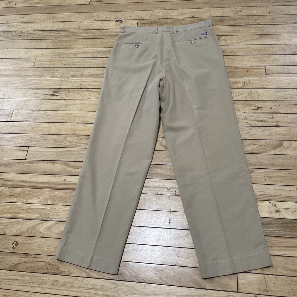 Arrow Sport Vtg Pleated Pants Men 34x30 Tan Retro Trousers 2 Pleat Cotton Chino - Image 2 of 4