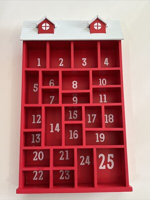 Wood House 16" Advent Calendar Red and white house - Wondershop | eBay