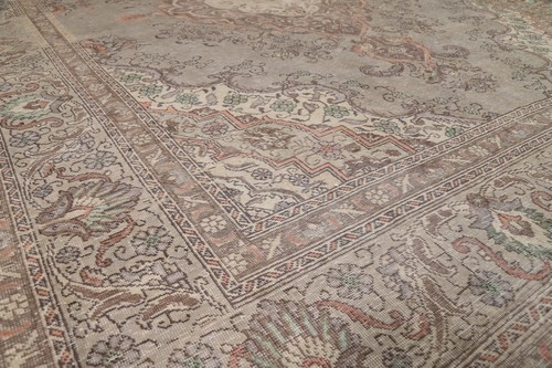 Vintage Gray Traditional Wool Tebriz Handmade Living Room Rug Area Carpet 9x13 - Picture 6 of 24